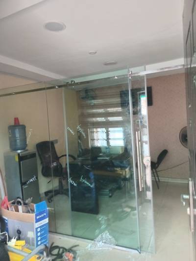 Shower cubicle office partition handrail